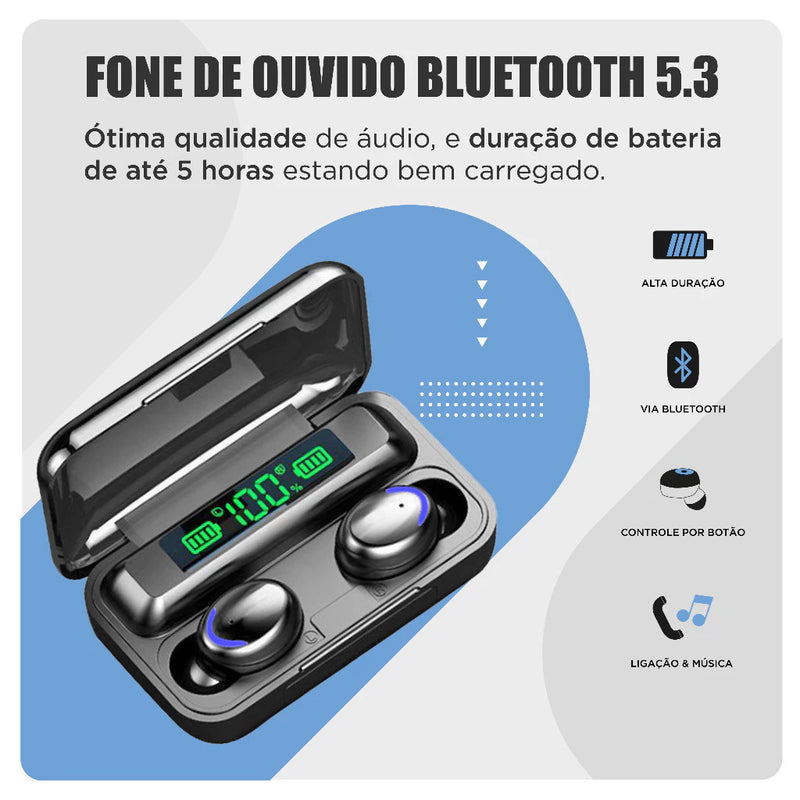 Fone Sem fio Bluetooth com Power Bank