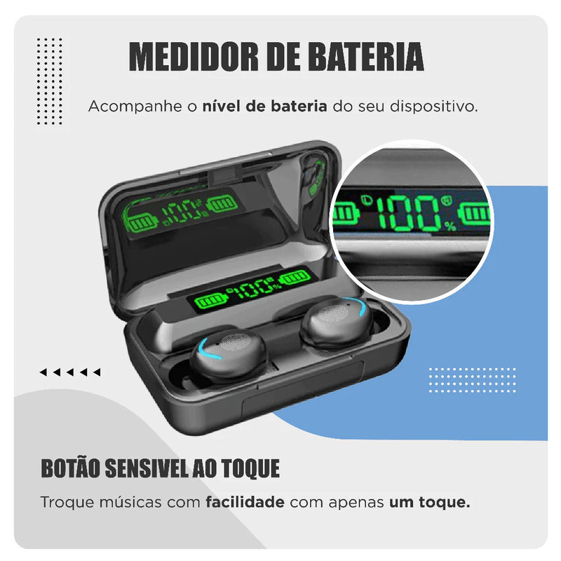 Fone Sem fio Bluetooth com Power Bank